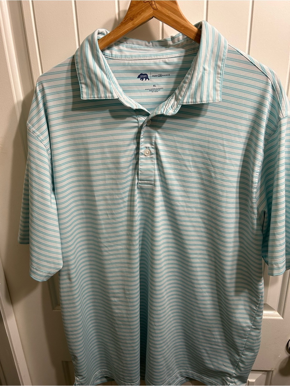 Performance Polo in Light Aqua Stripe - Onward Reserve